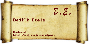 Deák Etele névjegykártya